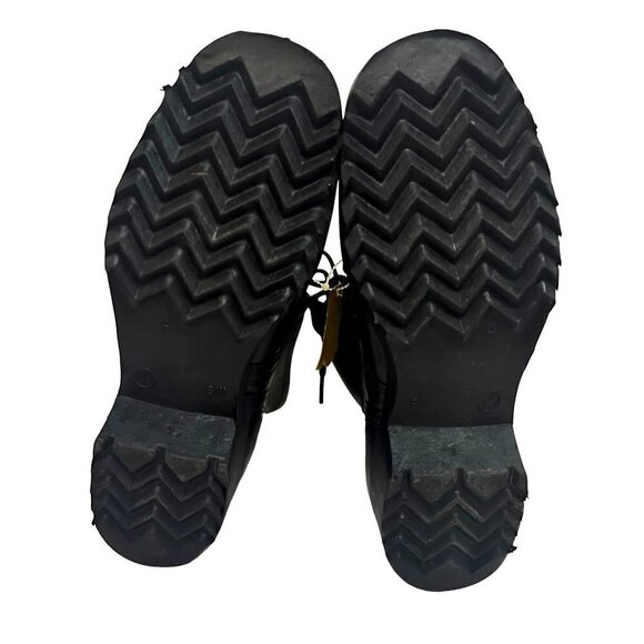 Mens Black Leather Lace Up Combat Jump Biker Boots US 6W Unisex Non Slip New - Picture 7 of 9